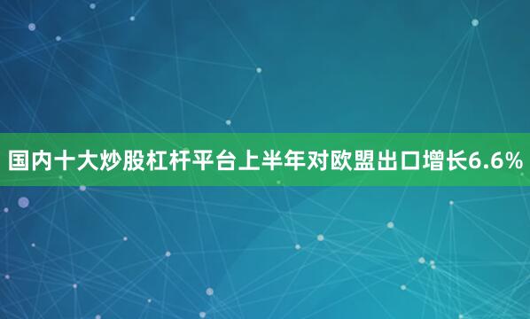 国内十大炒股杠杆平台上半年对欧盟出口增长6.6%